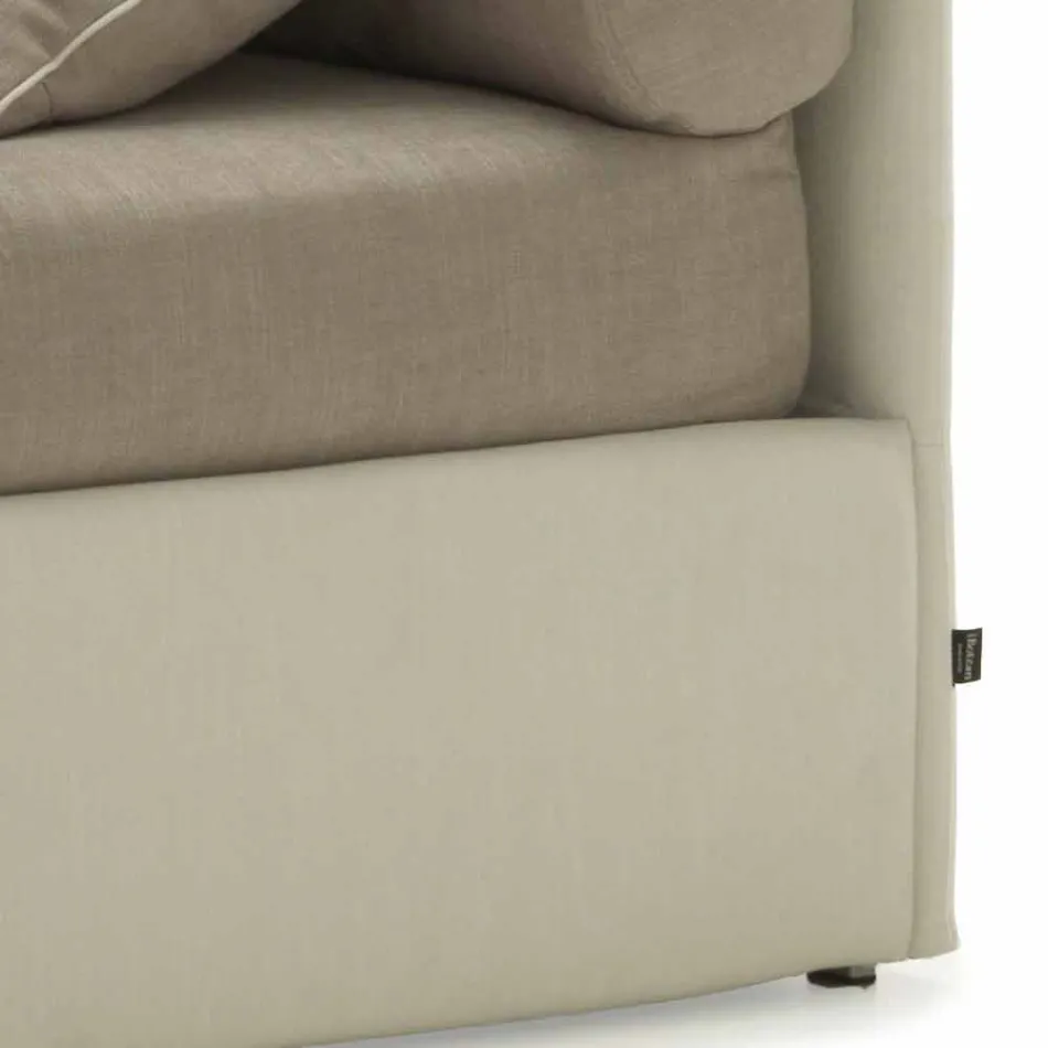 Single bed with headboard, iron and wood structure Line by Bolzan Viadurini