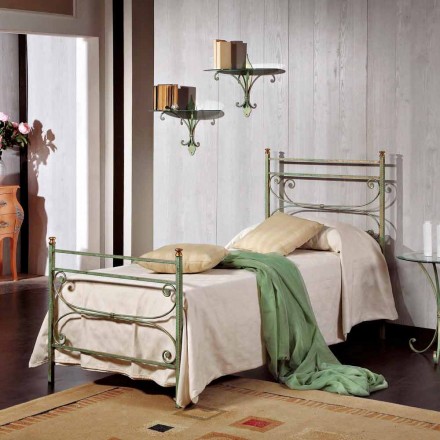 single bed in wrought iron hammered square Leila, made in Italy Viadurini