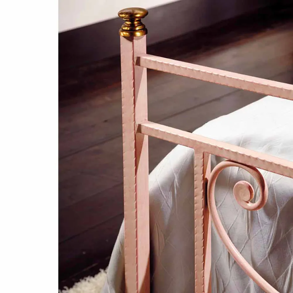 Queen size bed and a half square wrought iron hammered Claudia Viadurini
