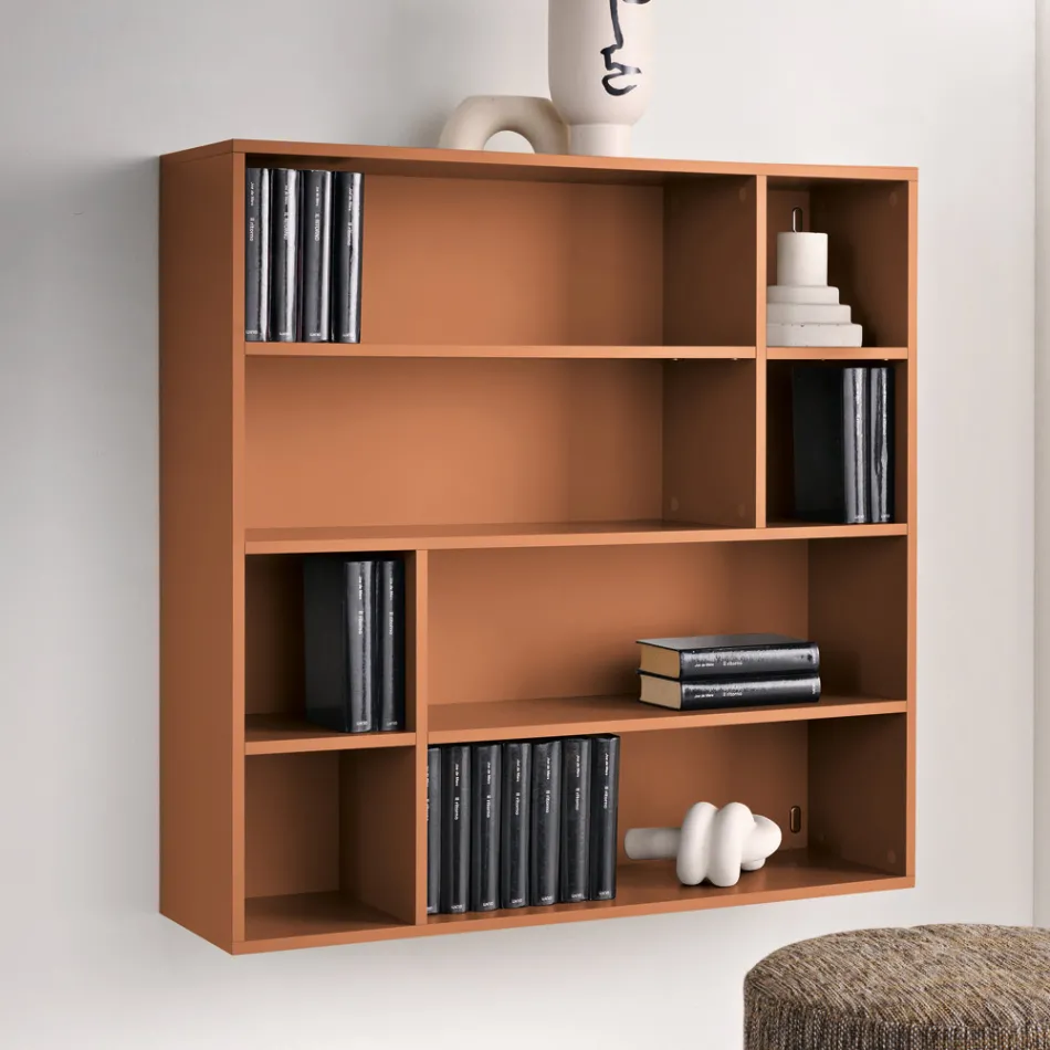 Designer Wall Bookcase in Melamine in Various Colors Made in Italy - Kea Viadurini