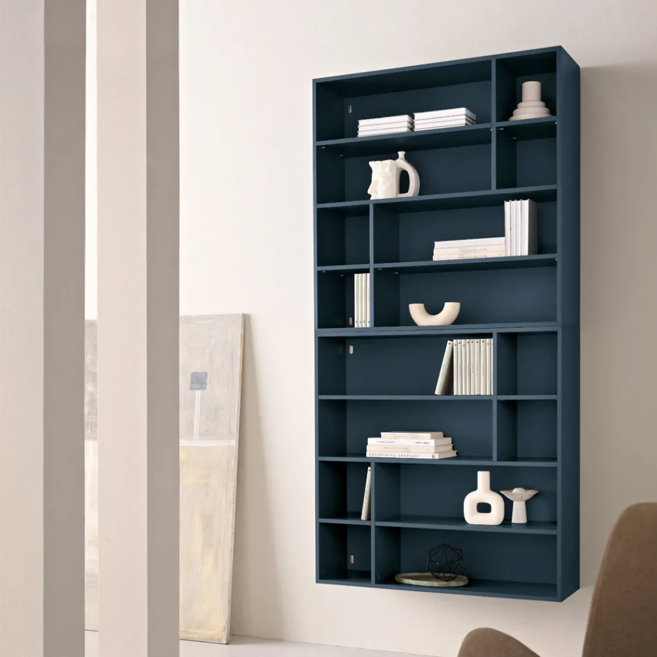 Designer Wall Bookcase in Melamine in Various Colors Made in Italy - Kea Viadurini