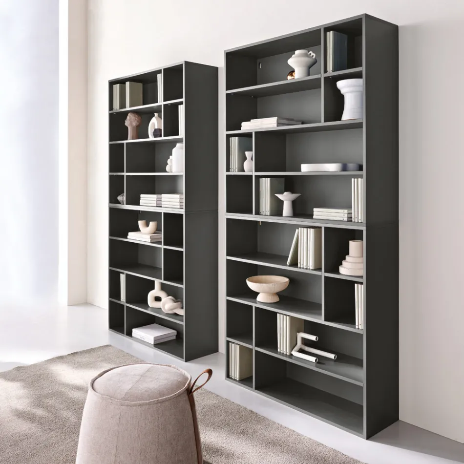 Designer Wall Bookcase in Melamine in Various Colors Made in Italy - Kea Viadurini