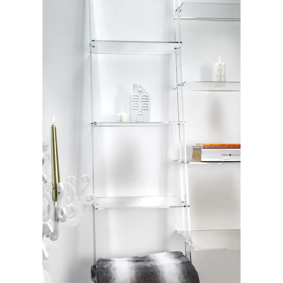 Wall Bookcase in Transparent Plexiglass Design up to 4 Elements - Trezza Viadurini