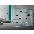 Wall or Freestanding Bookcase in Extraclear Glass Design 6 Shelves - Ramen Viadurini