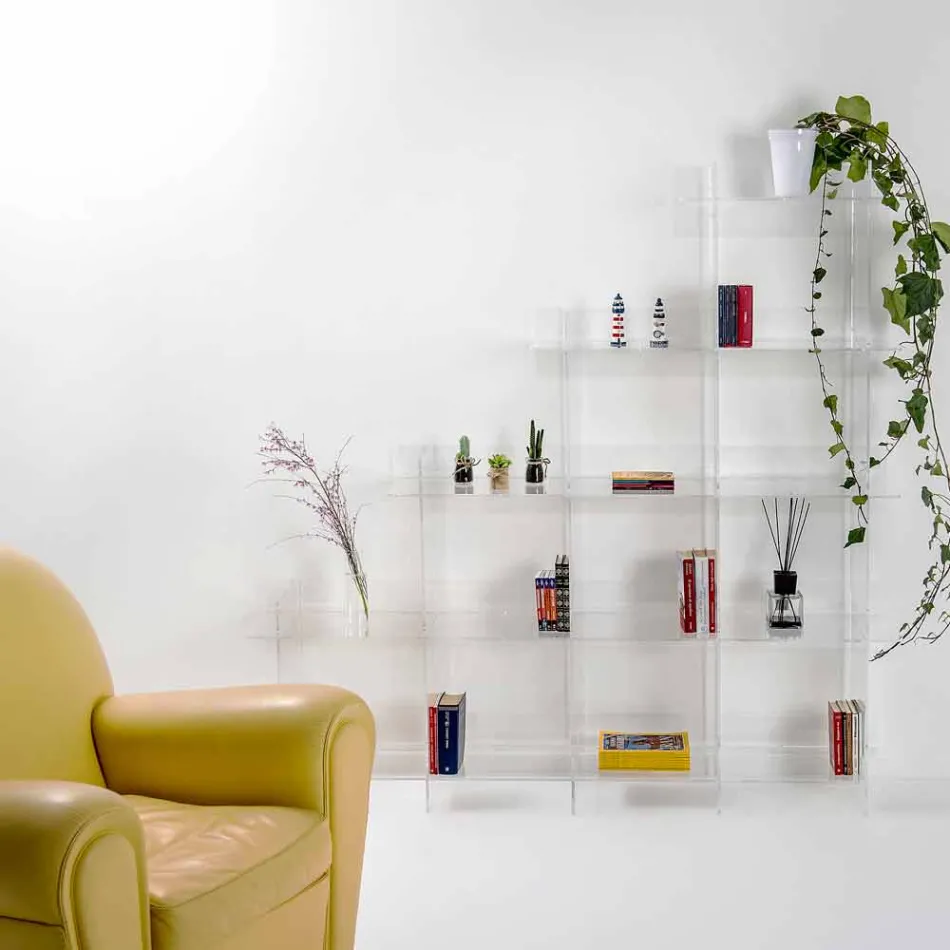 Sphere3 L180 x H180 x P30 cm transparent bookcase, made in Italy Viadurini