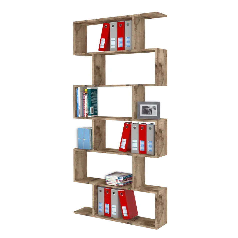 Vertical Design Wall Bookcase Living Room in Wood 3 Finishes - Minetta Viadurini