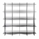 Contemporary carved wall / contemporary bookcase Pam fumé, made in Italy Viadurini