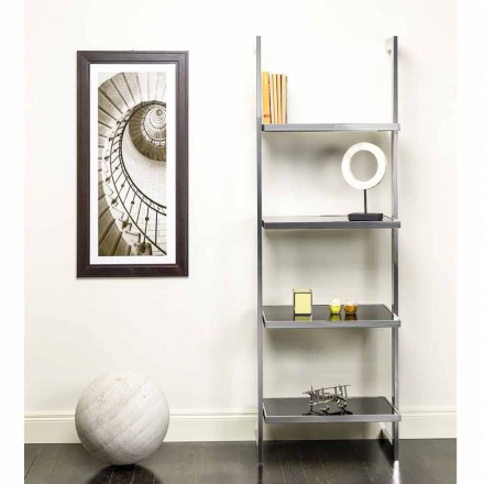 Wall and steel bookcase in design 60x180x44cm Tafre Viadurini