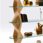 Design Floor Bookcase in Glass and Ash Wood Made in Italy - Aspide Viadurini