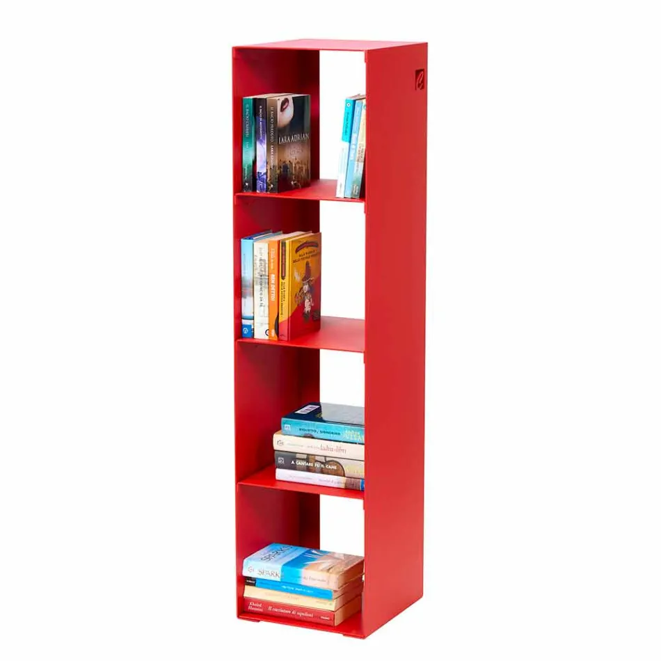Modern Floor Bookcase Iron Black, Red, White or Gray Made in Italy - Pls Viadurini