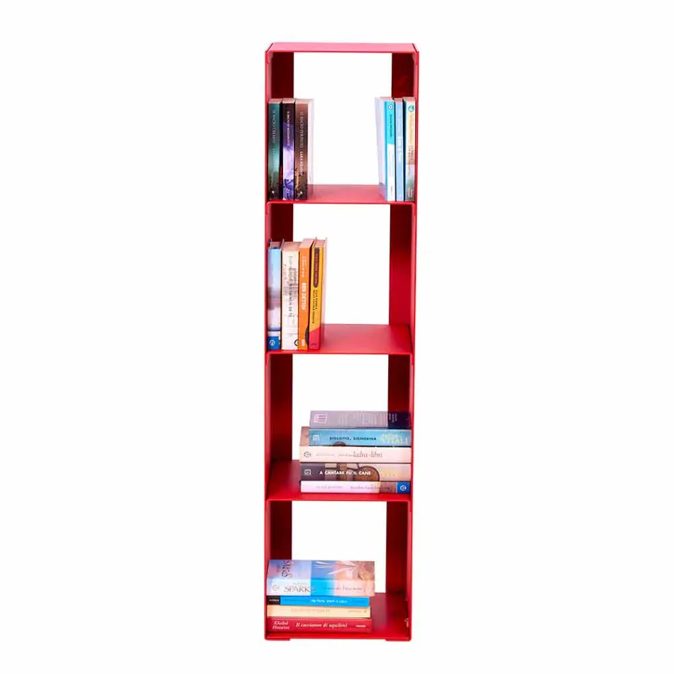 Modern Floor Bookcase Iron Black, Red, White or Gray Made in Italy - Pls Viadurini