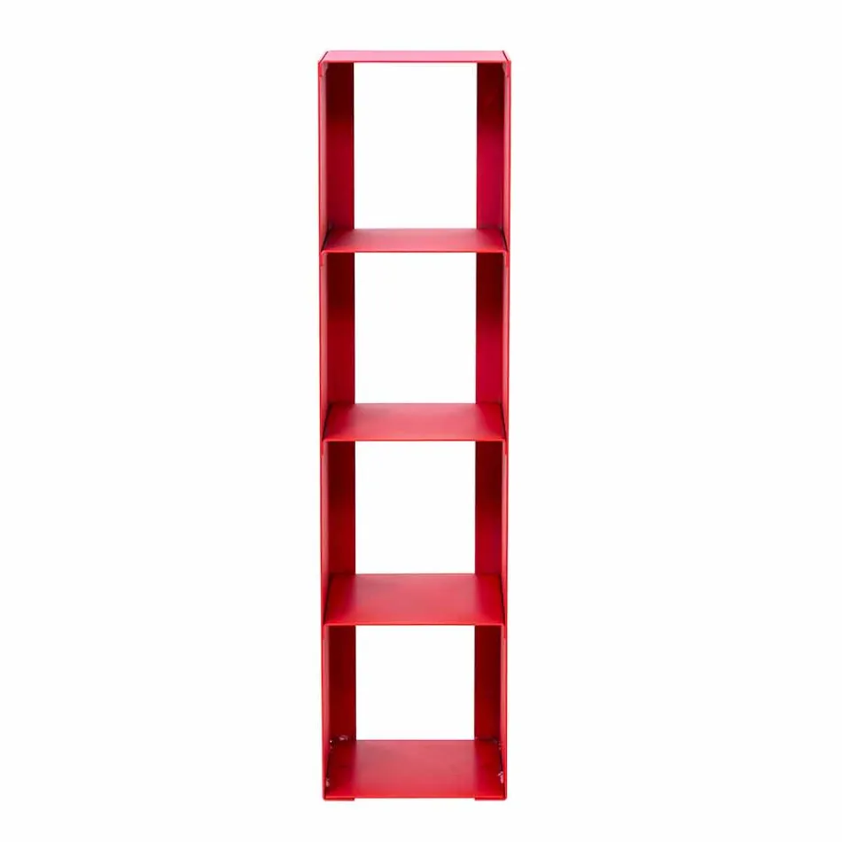Modern Floor Bookcase Iron Black, Red, White or Gray Made in Italy - Pls Viadurini