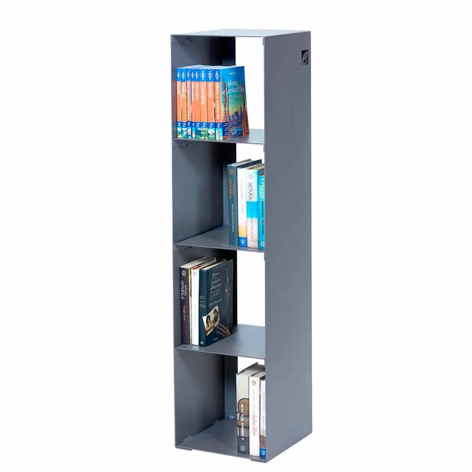 Modern Floor Bookcase Iron Black, Red, White or Gray Made in Italy - Pls Viadurini
