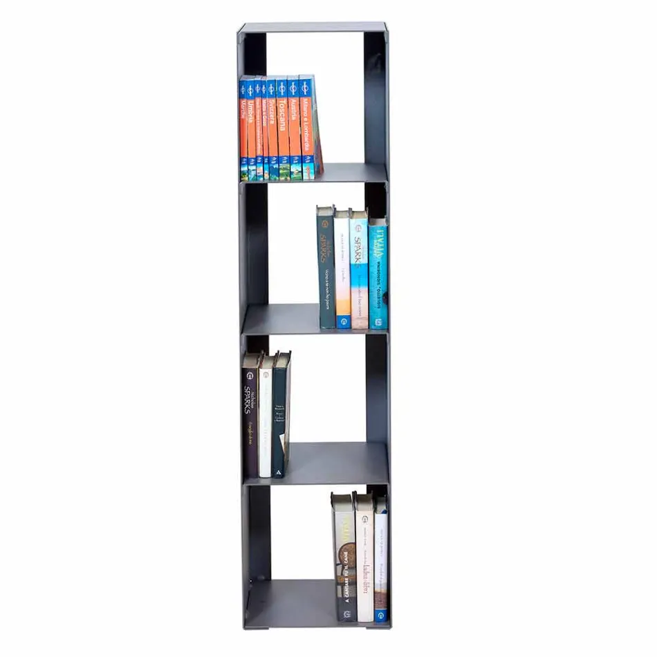 Modern Floor Bookcase Iron Black, Red, White or Gray Made in Italy - Pls Viadurini