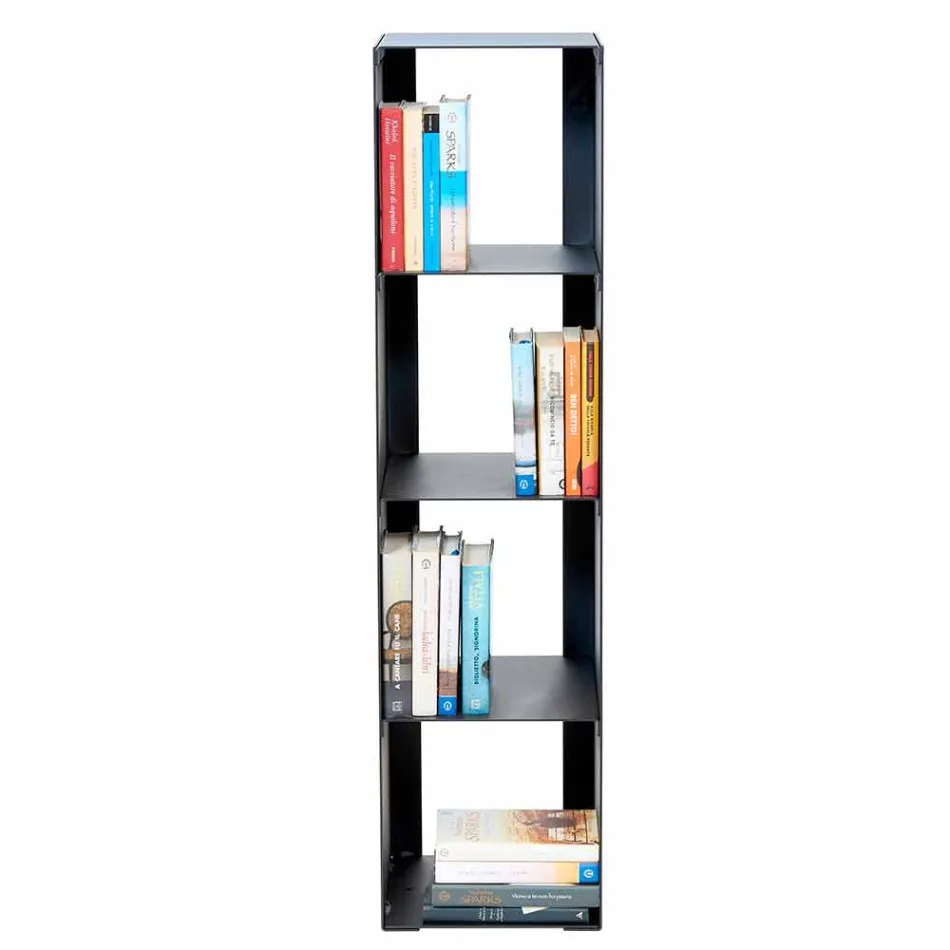 Modern Floor Bookcase Iron Black, Red, White or Gray Made in Italy - Pls Viadurini