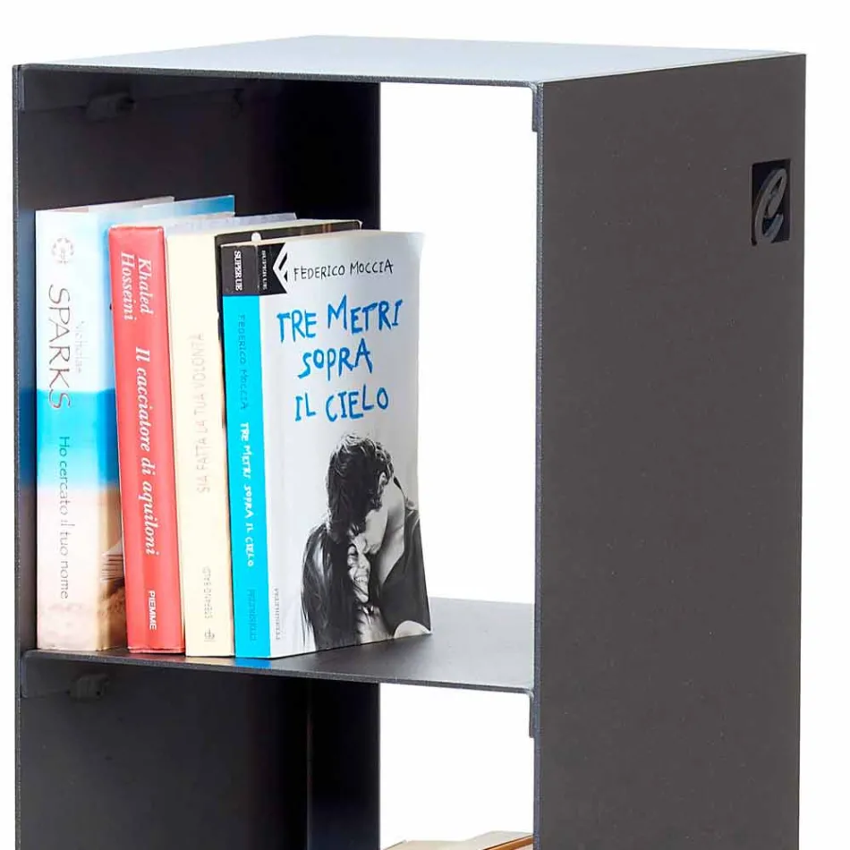 Modern Floor Bookcase Iron Black, Red, White or Gray Made in Italy - Pls Viadurini