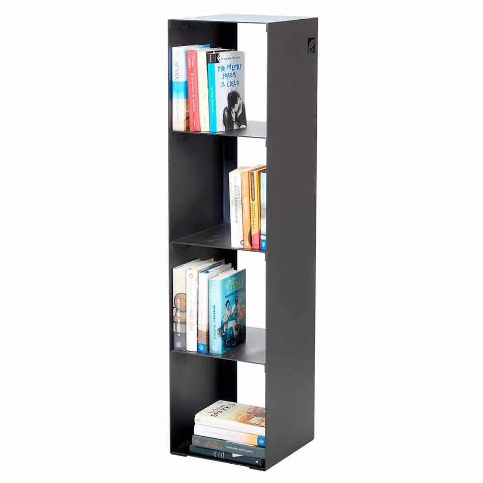 Modern Floor Bookcase Iron Black, Red, White or Gray Made in Italy - Pls Viadurini