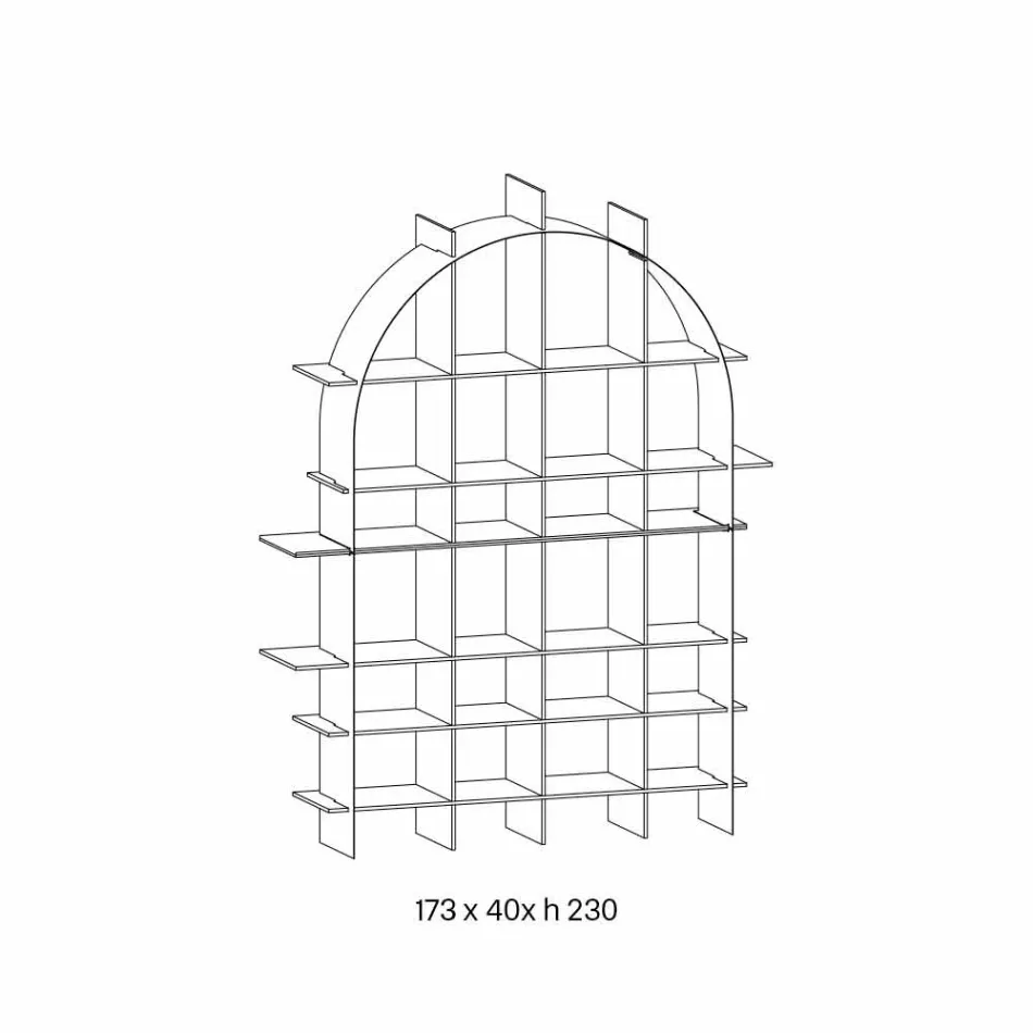 Freestanding Arched Bookcase in Smoked Glass and Brushed Bronze Design - Marco Viadurini