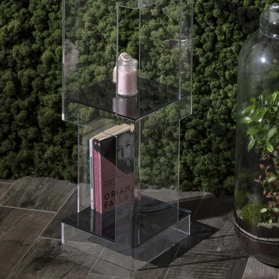 Freestanding Bookcase in Transparent or Smoked Acrylic Crystal - Icaria Viadurini