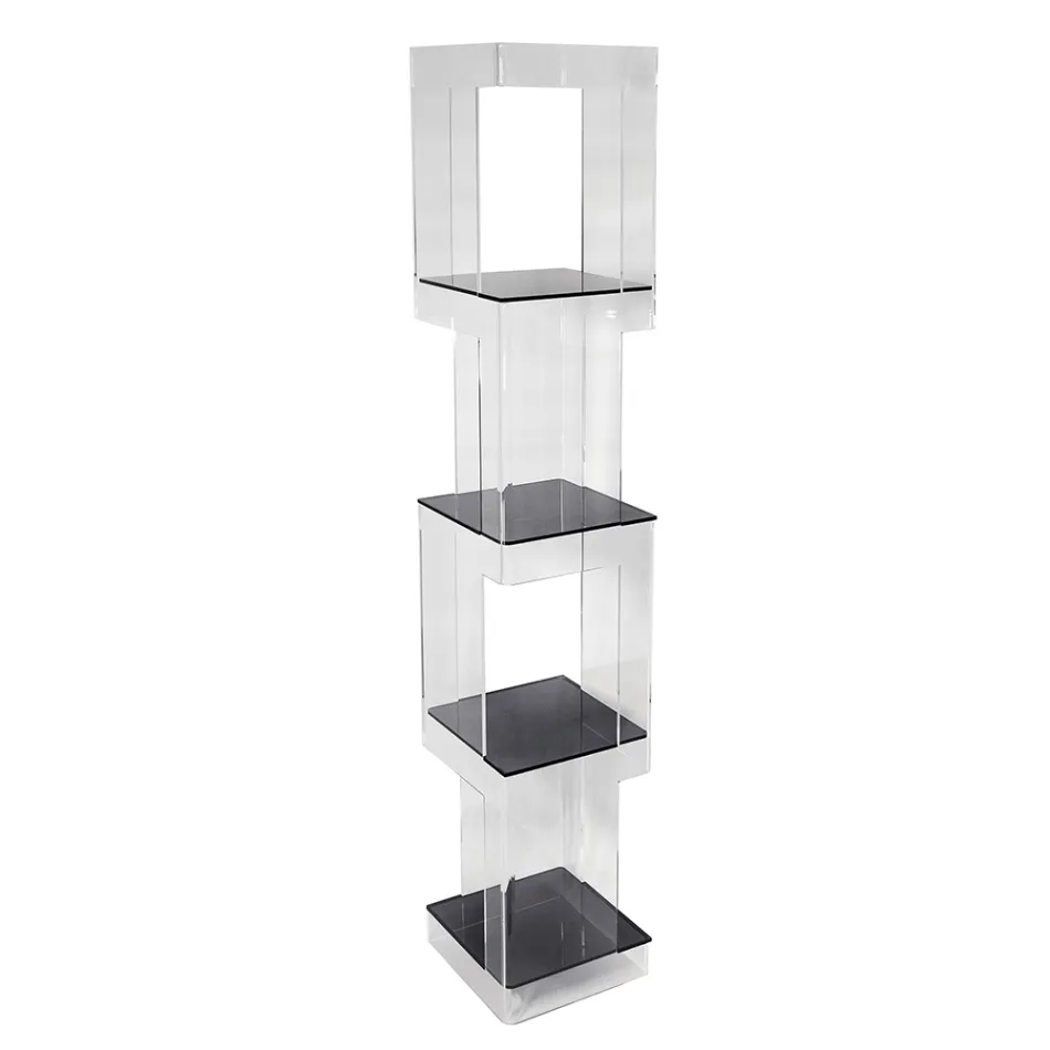 Freestanding Bookcase in Transparent or Smoked Acrylic Crystal - Icaria Viadurini