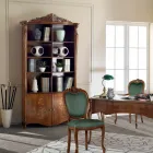 Inlaid Bassano Walnut Wood Bookcase with Made in Italy Doors - Commodo Viadurini