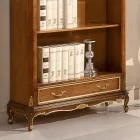 Classic Style Walnut Wood Bookcase with Drawer Made in Italy - Ronald Viadurini