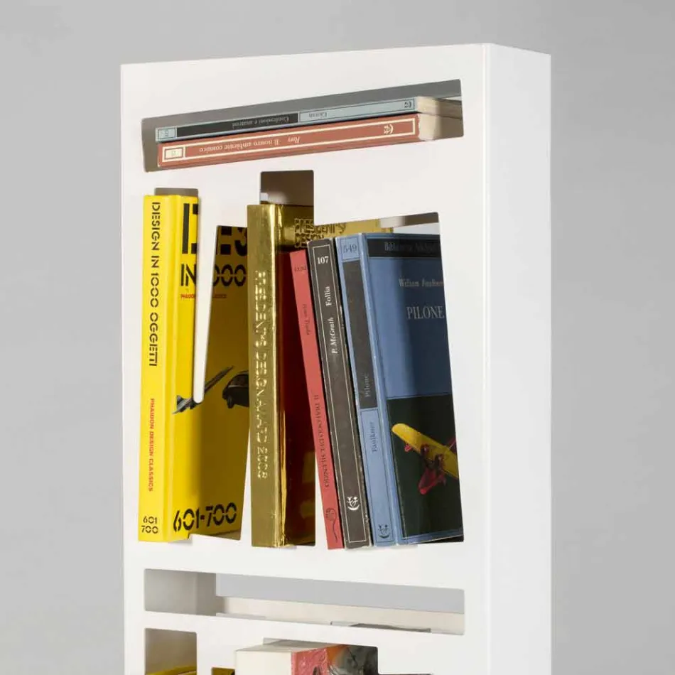 Modern Floor Bookcase with White Metal Shelves Made in Italy - Bolivia Viadurini