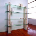 Modular bookcase made of natural stone and crystal Galene