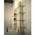 Modern modular bookcase made of natural stone and crystal Poplia