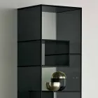Single Column Bookcase in Extra-clear or Smoked Glass for Living Room - Linzy Viadurini