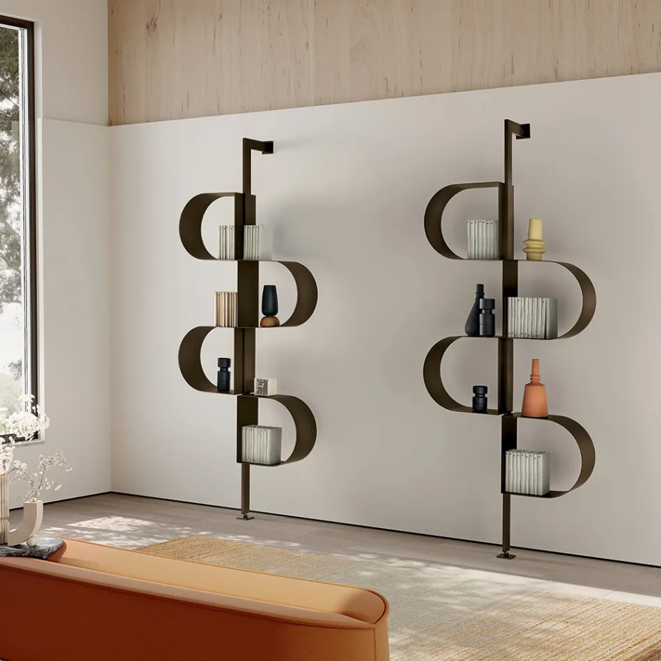 Fatima Painted Metal Vertical Bookcase with Adjustable Legs Viadurini