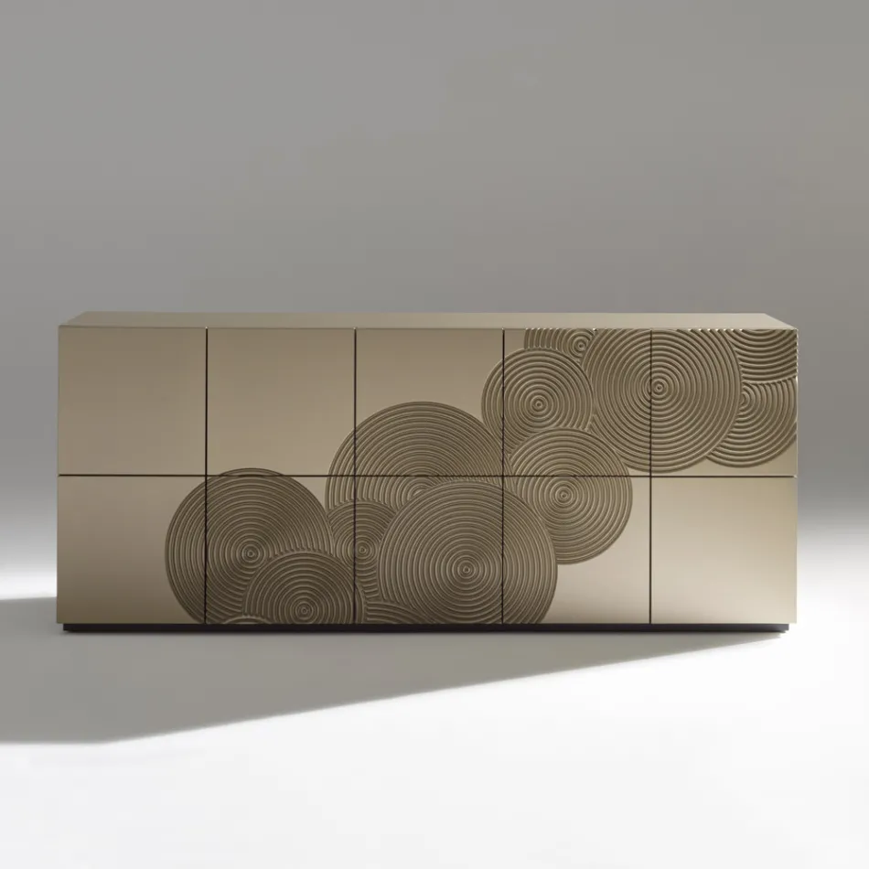 5-Door Sideboard in Lacquered MDF with Hand-Engraved and Finished Decoration - Crab Viadurini