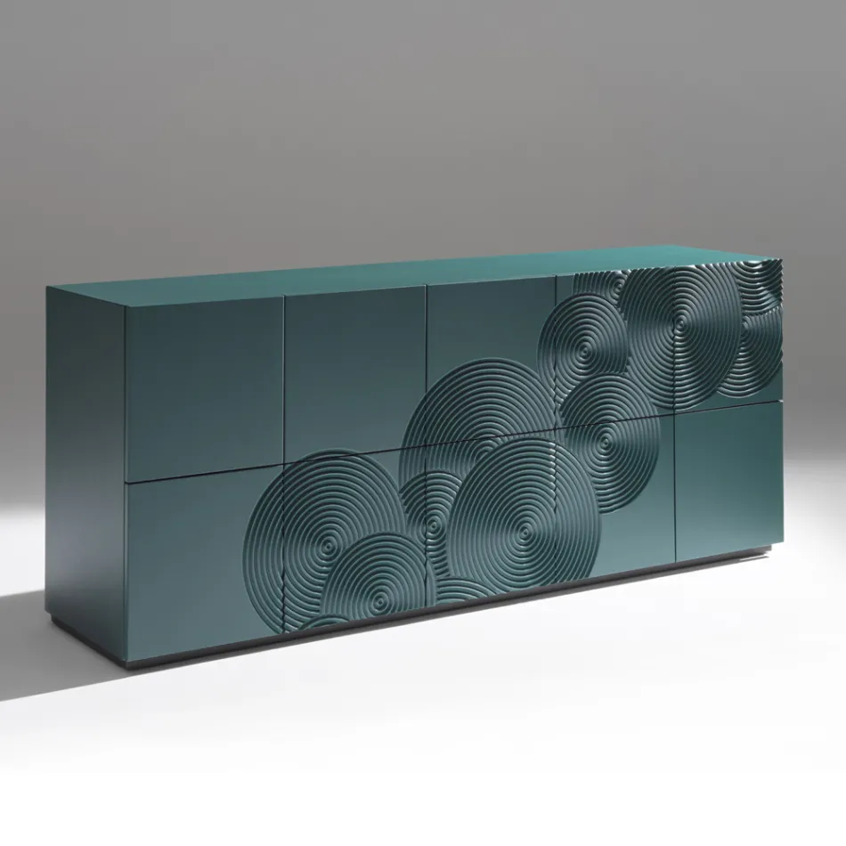 5-Door Sideboard in Lacquered MDF with Hand-Engraved and Finished Decoration - Crab Viadurini