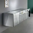 Wall Hanging Sideboard in Matt White Wood and Mirrored Glasses - Senese Viadurini