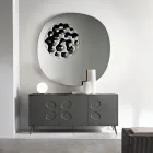 Three-Door Sideboard in Melamine and MDF with Metal Base Made in Italy - Rialto Viadurini