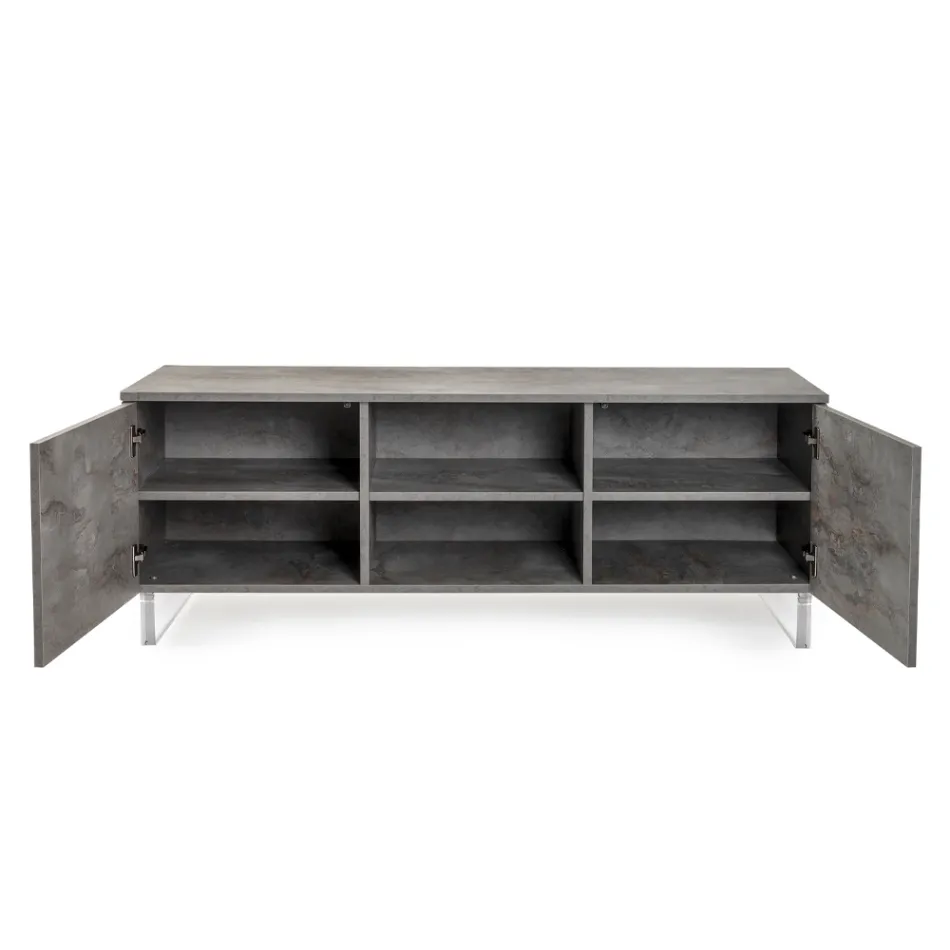 Sideboard with 2 Doors and 2 Central Open Compartments in Melamine Made in Italy - Minnie Viadurini