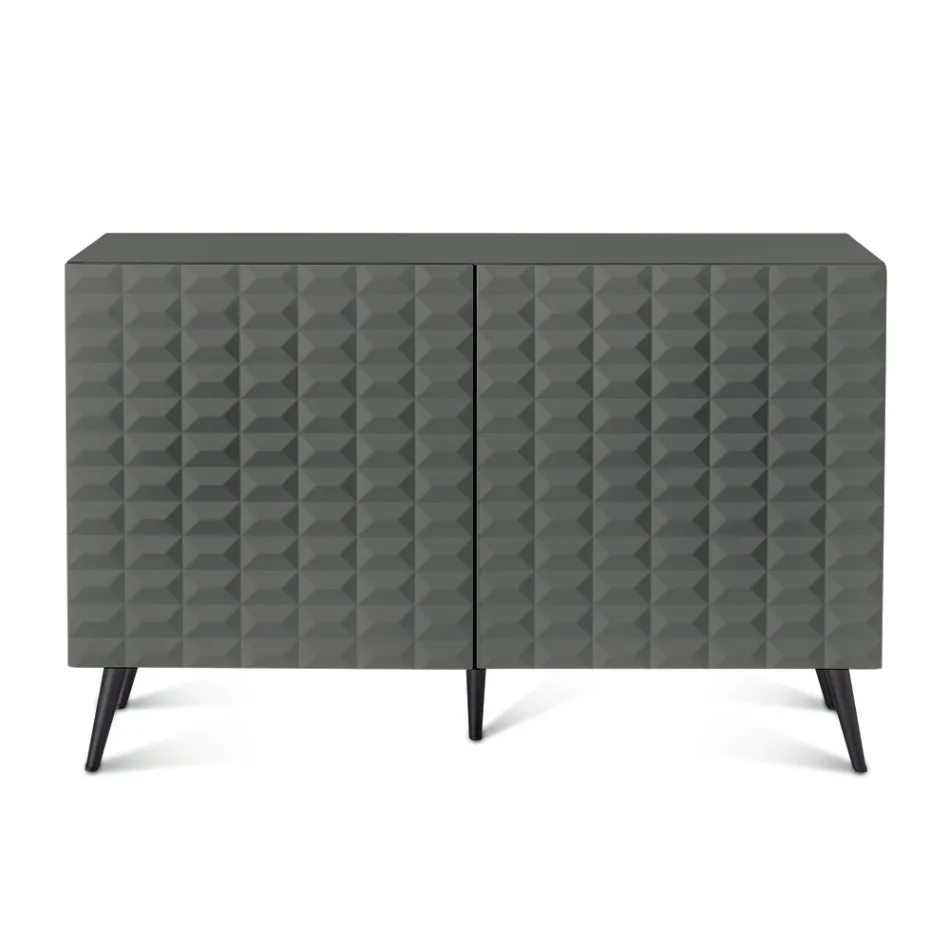 Sideboard with 2 Doors in MDF Covered in Lacquered PVC Made in Italy - Dorotea Viadurini