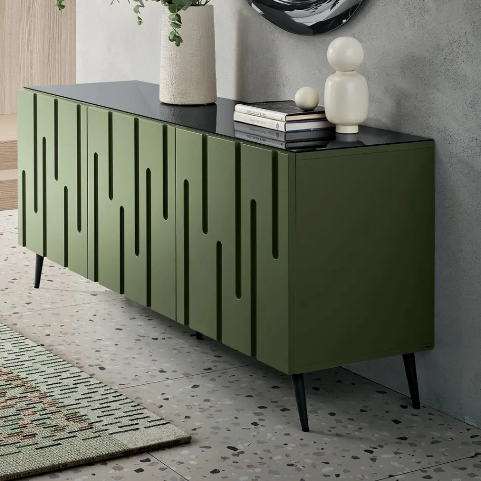 Sideboard with 3 Push-Pull Doors in MDF Made in Italy - Fabrizia Viadurini