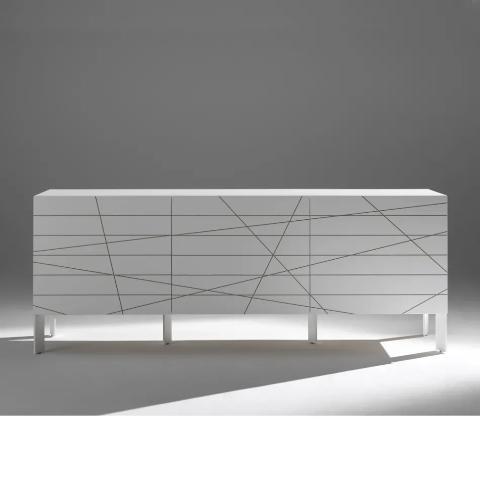 Sideboard with 3 Doors in Painted Wood Agglomerate - Ariete Viadurini