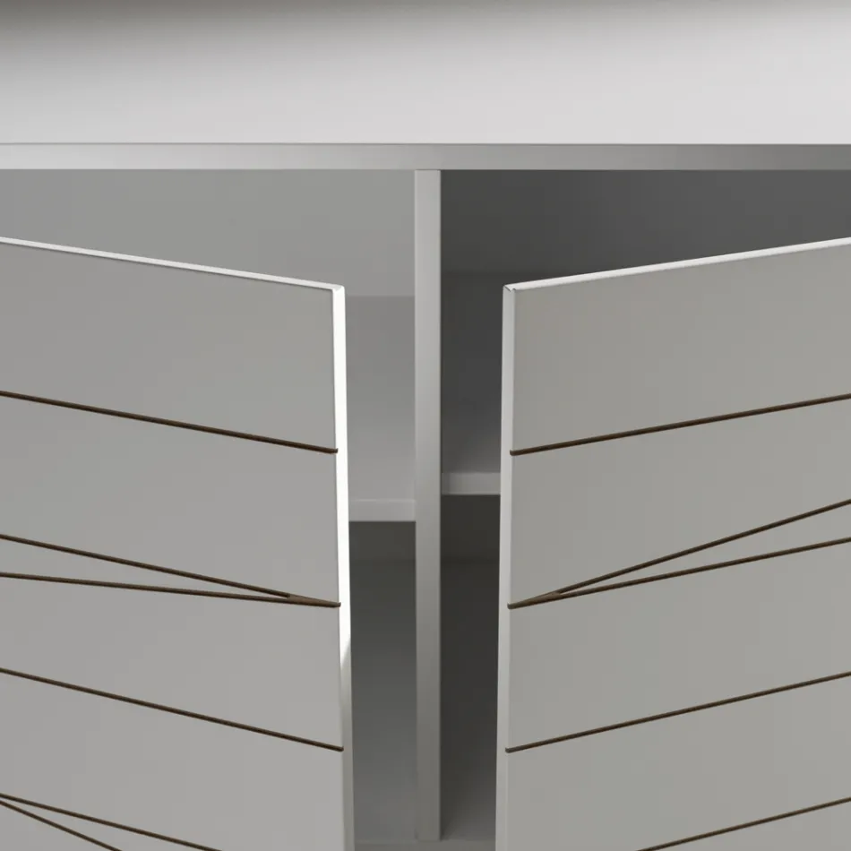 Sideboard with 3 Doors in Painted Wood Agglomerate - Ariete Viadurini