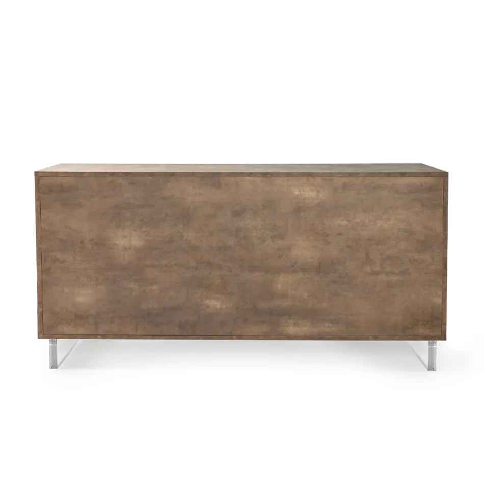 Sideboard with 3 Melamine Doors and Plexiglass Feet Made in Italy - Mickey Mouse Viadurini