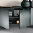 Sideboard with 3 Mirrored Glass Doors and Metal Base - Eleonora Viadurini