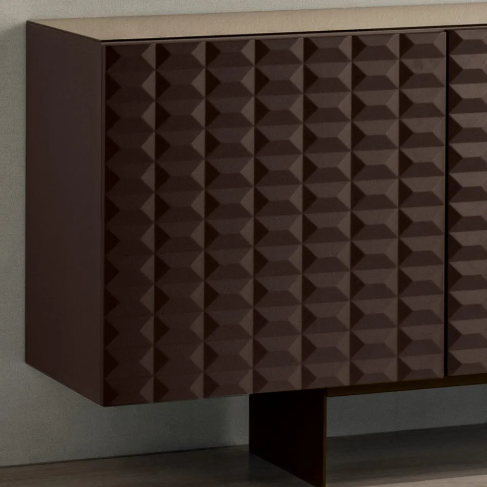 Sideboard with 4 Doors in MDF Covered in Lacquered PVC Made in Italy - Dorotea Viadurini