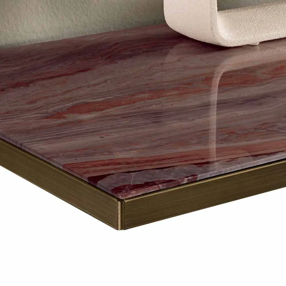 Living Room Sideboard in Smoked Glass and Green Guatemala Marble - Leonarda Viadurini