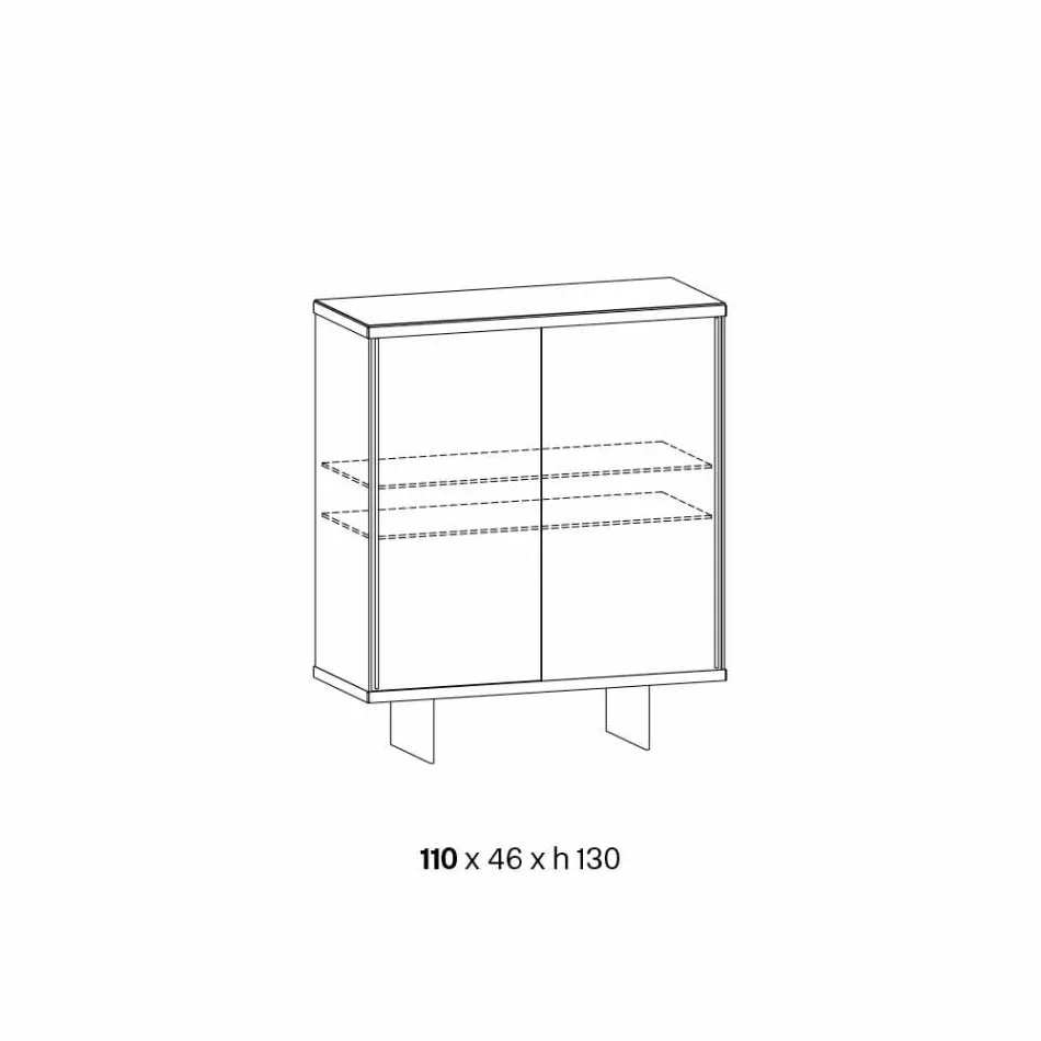 Living Room Sideboard in Smoked Glass and Green Guatemala Marble - Leonarda Viadurini