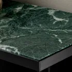 Living Room Sideboard in Smoked Glass and Green Guatemala Marble - Leonarda Viadurini