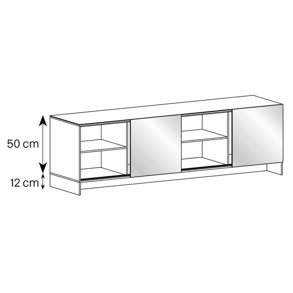 2-Door Design Sideboard in Smoked Glass Made in Italy - Sciocca Viadurini