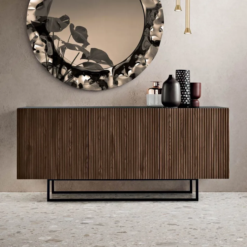 Estella Indoor Sideboard with Laminated Body and PVC-Covered MDF Doors Viadurini
