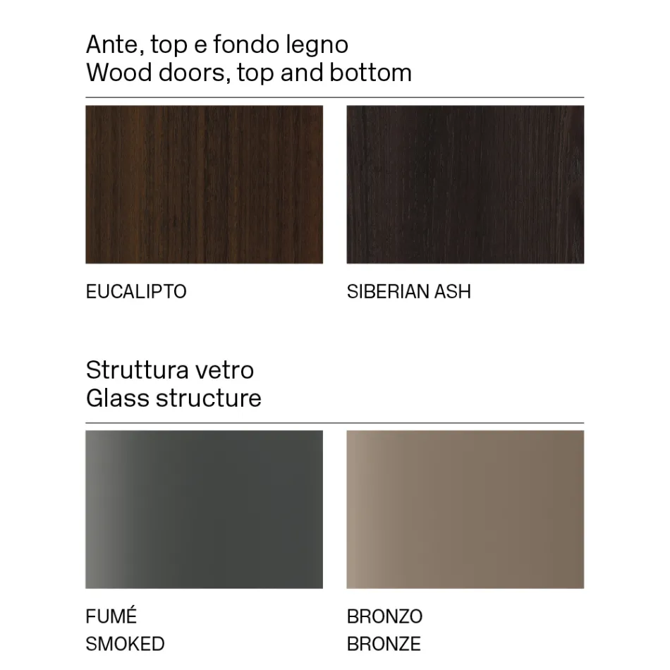 Wooden Sideboard with Glass Structure Made in Italy - Azuki Viadurini