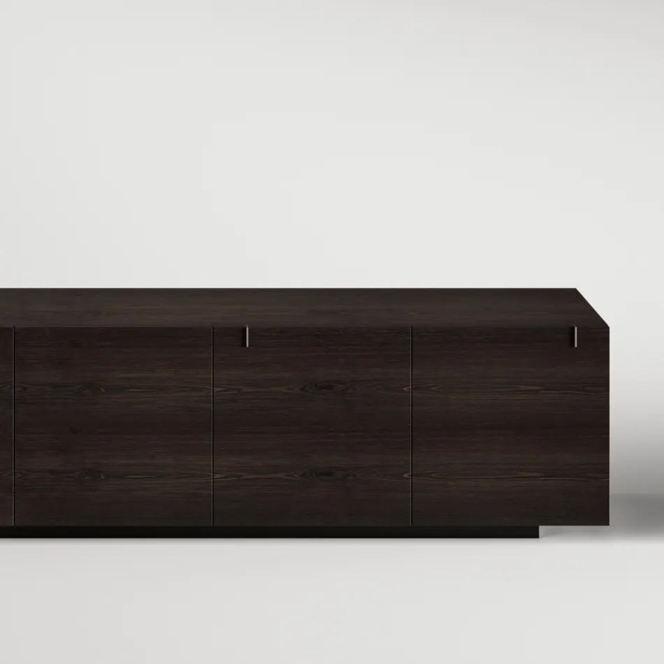 Wooden Sideboard with Glass Structure Made in Italy - Azuki Viadurini